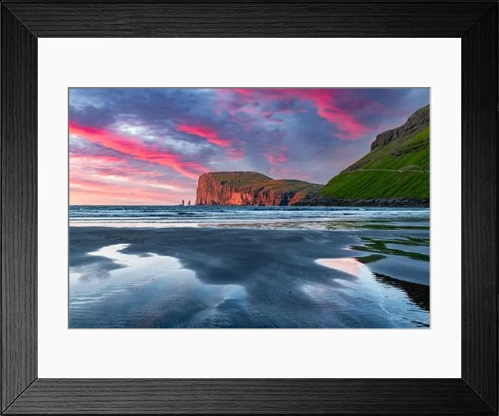 Framed Print : Incredible sunset in low tide time on Atlantic ocean coast Framed Print : Incredible sunset in low tide time on Atlantic ocean coast