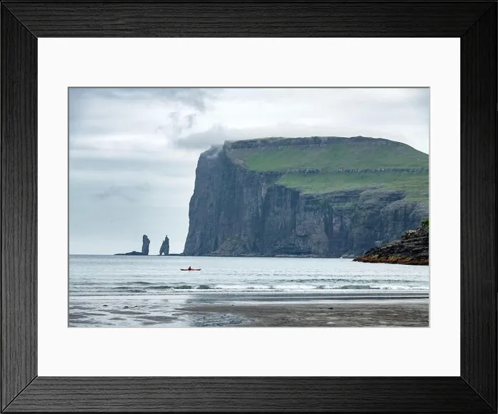 Framed Print : Lonely kayaker on Tjornuvik beach Framed Print : Lonely kayaker on Tjornuvik beach