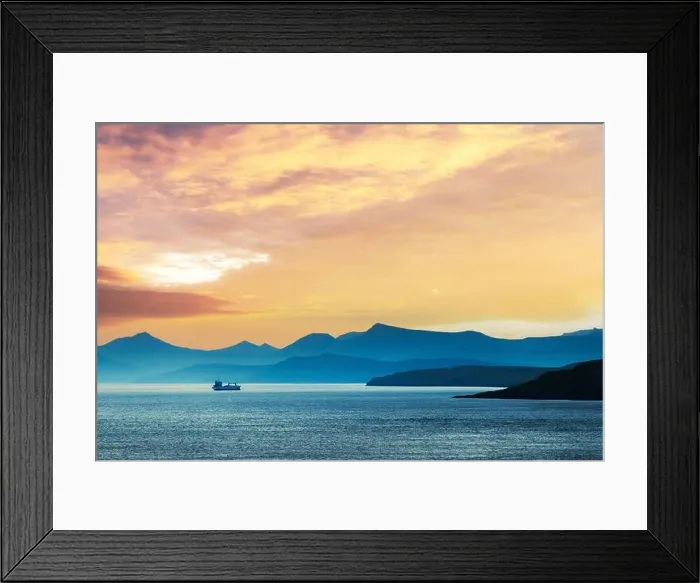 Framed Print : Beautiful summer sunset on Faroe Islands Framed Print : Beautiful summer sunset on Faroe Islands