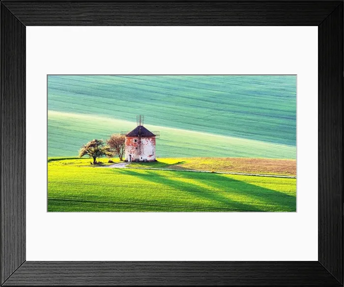 Framed Print : Picturesque rural landscape with old windmill Framed Print : Picturesque rural landscape with old windmill