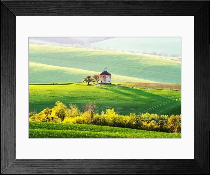 Framed Print : Picturesque rural landscape with old windmill Framed Print : Picturesque rural landscape with old windmill