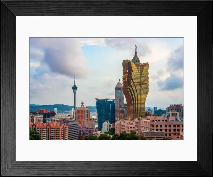 Framed Print : Macau, China city skyline with resort casinos Framed Print : Macau, China city skyline with resort casinos