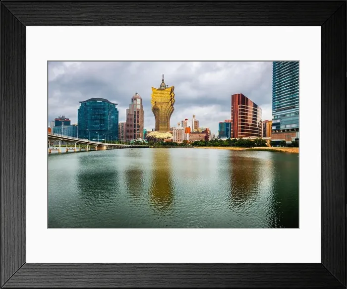 Framed Print : Macau, China skyline with casinos on the lake Framed Print : Macau, China skyline with casinos on the lake