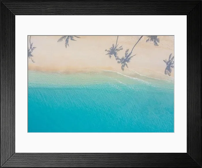 Framed Print : Aerial paradise scenery. Tropical aerial landscape, seascape with palm leaves shadows amazing sea and lagoon beach, tropical nature. Exotic tourism Framed Print : Aerial paradise scenery. Tropical aerial landscape, seascape with palm leaves shadows amazing sea and lagoon beach, tropical nature. Exotic tourism