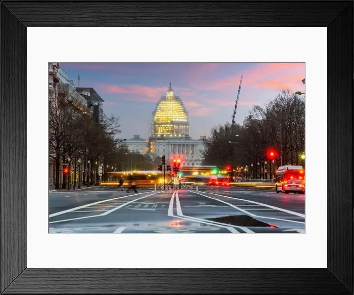 Framed Print : Road to the Capitol building in Washington DC at dusk Framed Print : Road to the Capitol building in Washington DC at dusk