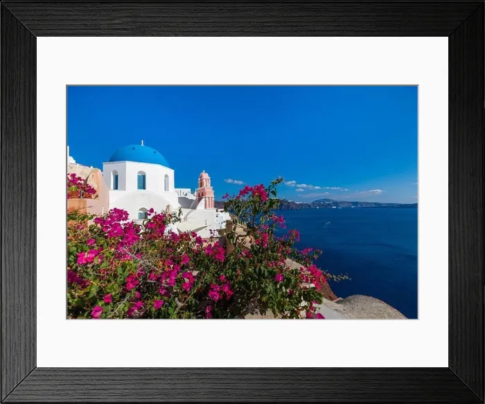 Framed Print : Stunning summer holiday destination. Luxury travel holiday in Santorini island, Greece. Amazing sea view caldera, white architecture famous Oia. Hotel Framed Print : Stunning summer holiday destination. Luxury travel holiday in Santorini island, Greece. Amazing sea view caldera, white architecture famous Oia. Hotel