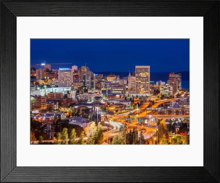 Framed Print : Tacoma, Washington, USA skyline at night Framed Print : Tacoma, Washington, USA skyline at night
