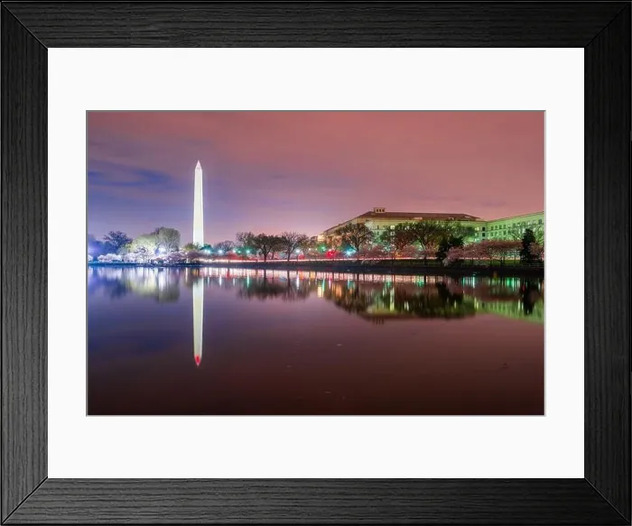 Framed Print : Washington DC; USA at the tidal basin with Washington Monument in spring season Framed Print : Washington DC; USA at the tidal basin with Washington Monument in spring season