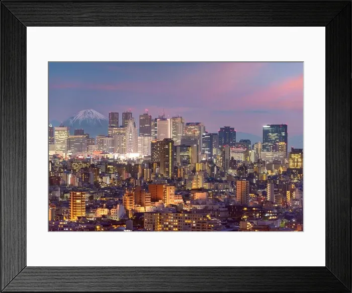 Framed Print : Tokyo, Japan cityscape with Fuji at dusk Framed Print : Tokyo, Japan cityscape with Fuji at dusk