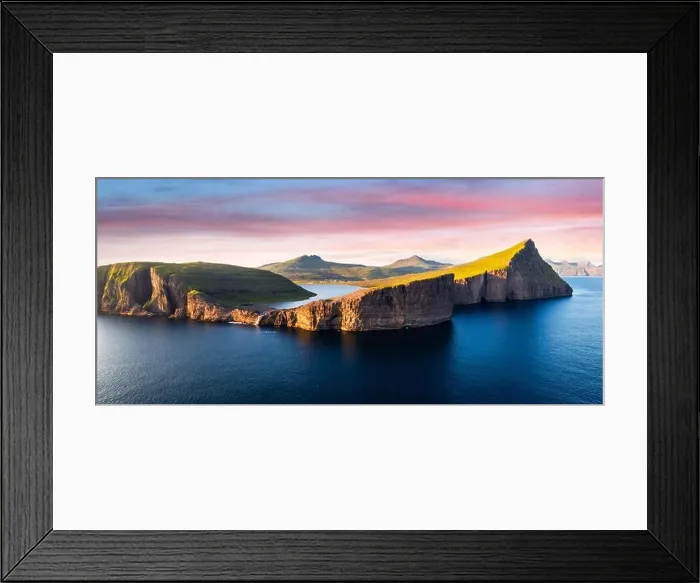 Framed Print : Sorvagsvatn lake on cliffs of Vagar island in sunset, Faroe Islands Framed Print : Sorvagsvatn lake on cliffs of Vagar island in sunset, Faroe Islands