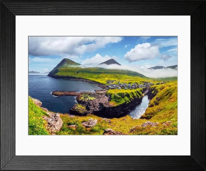 Framed Print : Picturesque view on village of Gjogv Framed Print : Picturesque view on village of Gjogv