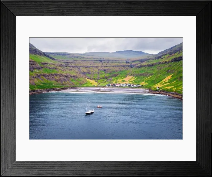 Framed Print : Aerial drone photo flying over Tjornuvik beach Framed Print : Aerial drone photo flying over Tjornuvik beach
