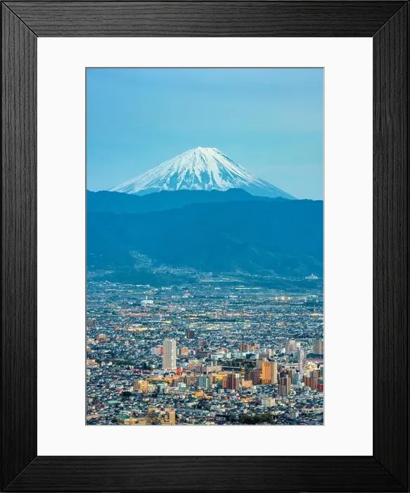 Framed Print : Kofu, Japan skyline with Mt. Fuji at dusk Framed Print : Kofu, Japan skyline with Mt. Fuji at dusk