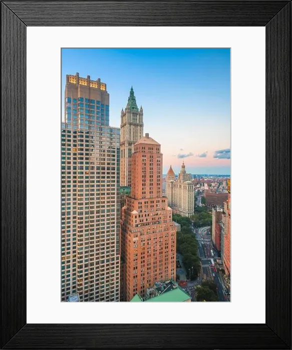 Framed Print : New York City, New York, USA Skyline overlooking Civic Center at dusk Framed Print : New York City, New York, USA Skyline overlooking Civic Center at dusk