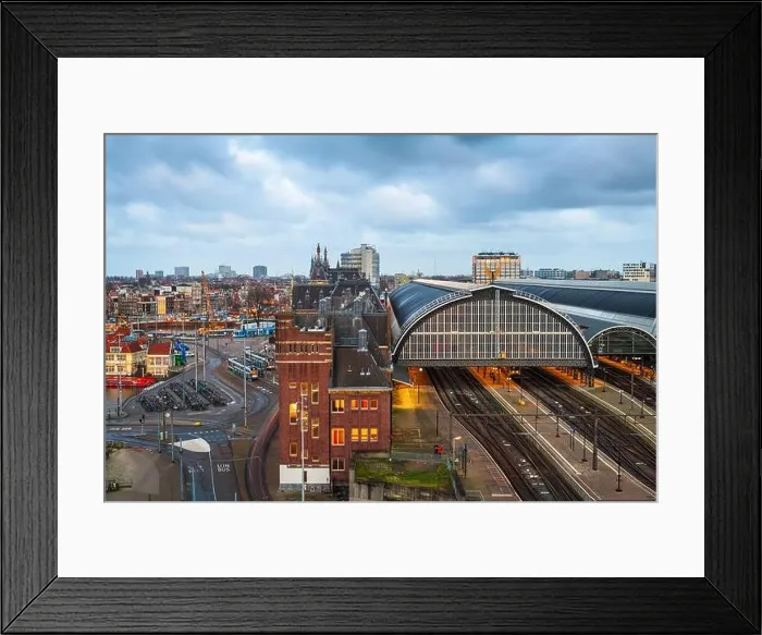 Framed Print : Amsterdam, Netherlands cityscape over looking Amsterdam Centraal station Framed Print : Amsterdam, Netherlands cityscape over looking Amsterdam Centraal station