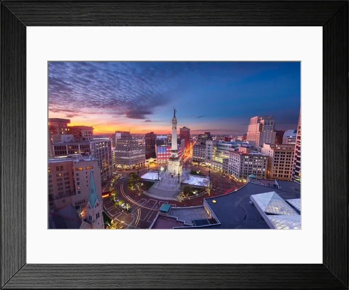 Framed Print : Indianapolis, Indiana, USA skyline over Monument Circle at dusk Framed Print : Indianapolis, Indiana, USA skyline over Monument Circle at dusk