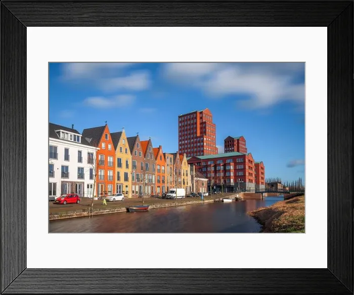 Framed Print : Amersfoort, Netherlands cityscape in the Vathorst district on the canal Framed Print : Amersfoort, Netherlands cityscape in the Vathorst district on the canal