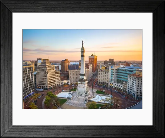 Framed Print : Indianapolis, Indiana, USA skyline over Monument Circle at dusk Framed Print : Indianapolis, Indiana, USA skyline over Monument Circle at dusk