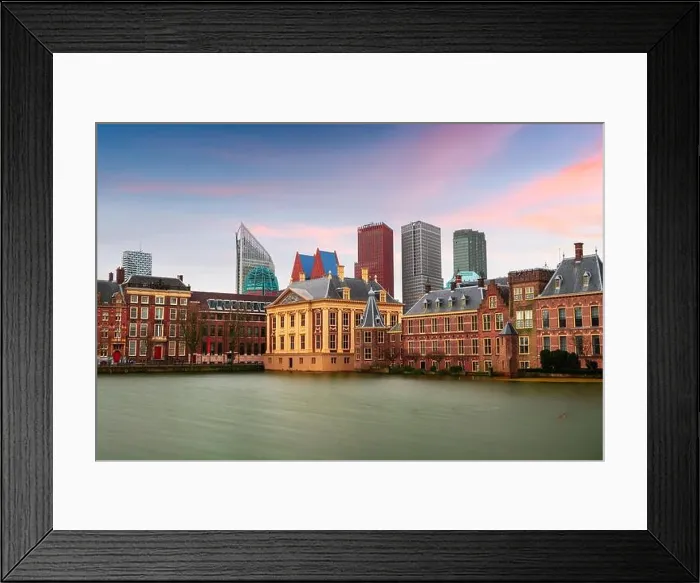 Framed Print : The Hague, Netherlands cityscape at twilight