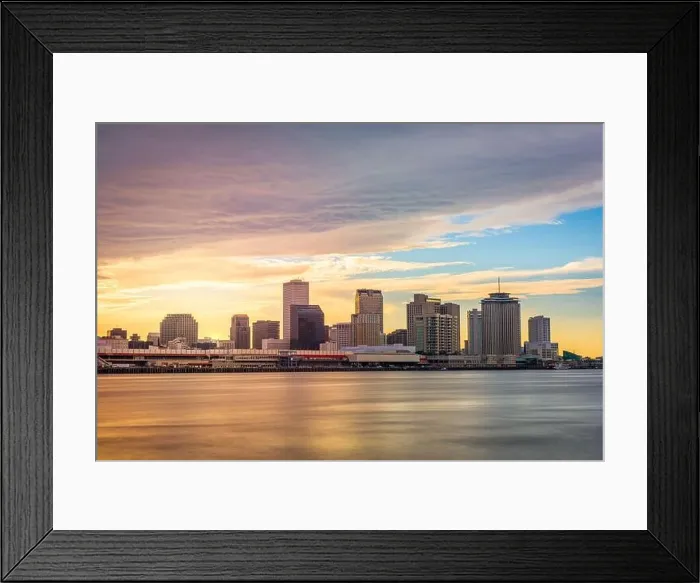 Framed Print : New Orleans, Louisiana, USA skyline on the Mississippi River at dusk