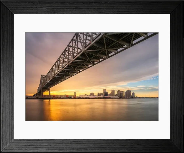 Framed Print : New Orleans, Louisiana, USA at Crescent City Connection Bridge over the Mississippi River at sunset Framed Print : New Orleans, Louisiana, USA at Crescent City Connection Bridge over the Mississippi River at sunset