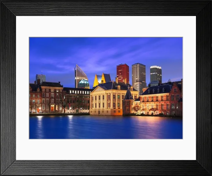 Framed Print : The Hague, Netherlands cityscape at night Framed Print : The Hague, Netherlands cityscape at night