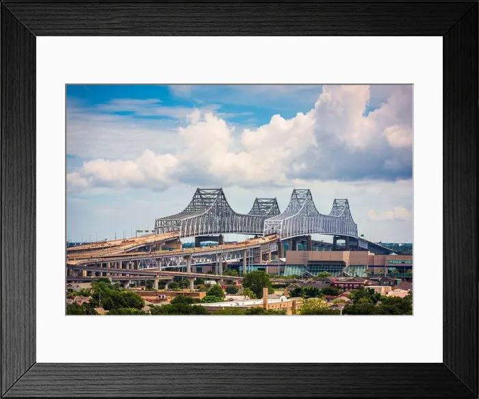 Framed Print : New Orleans, Louisiana, USA at Crescent City Connection Bridge Framed Print : New Orleans, Louisiana, USA at Crescent City Connection Bridge