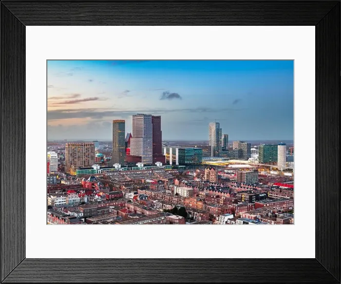 Framed Print : The Hague, Netherlands city centre skyline at twilight