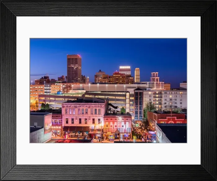 Framed Print : Memphis, Tennessee, USA downtown skyline near Beale Street at night Framed Print : Memphis, Tennessee, USA downtown skyline near Beale Street at night