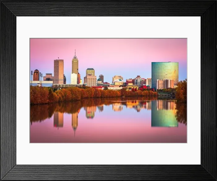 Framed Print : Indianapolis, Indiana, USA skyline on the White River at dusk Framed Print : Indianapolis, Indiana, USA skyline on the White River at dusk