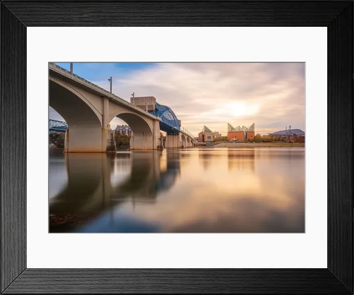 Framed Print : Chattanooga, Tennessee, USA downtown skyline on the Tennessee River at dusk Framed Print : Chattanooga, Tennessee, USA downtown skyline on the Tennessee River at dusk