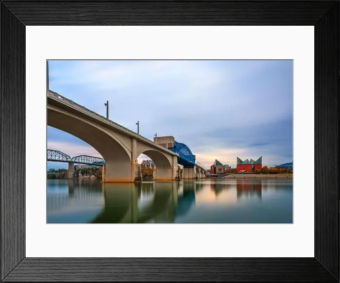 Framed Print : Chattanooga, Tennessee, USA downtown skyline on the Tennessee River at dusk Framed Print : Chattanooga, Tennessee, USA downtown skyline on the Tennessee River at dusk