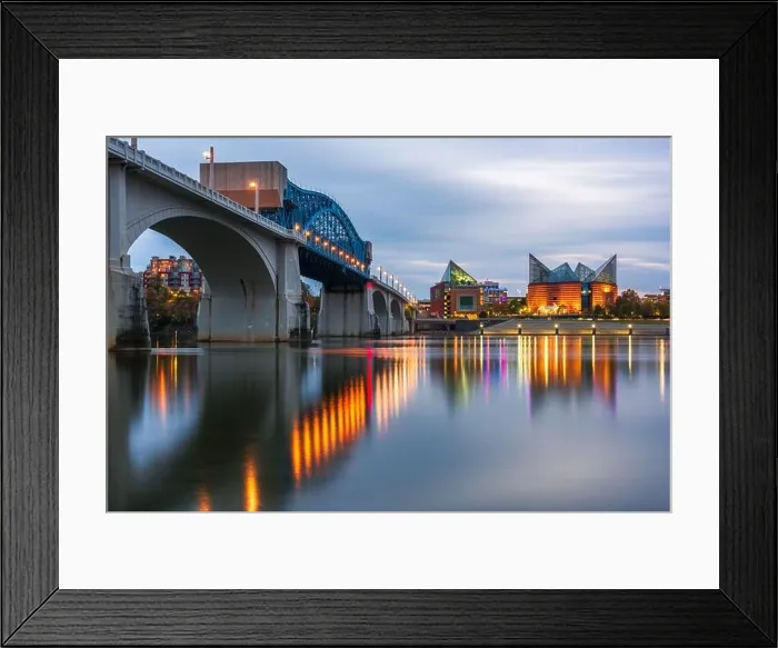 Framed Print : Chattanooga, Tennessee, USA downtown skyline on the Tennessee River at dusk Framed Print : Chattanooga, Tennessee, USA downtown skyline on the Tennessee River at dusk