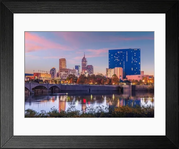 Framed Print : Indianapolis, Indiana, USA skyline on the White River at dusk Framed Print : Indianapolis, Indiana, USA skyline on the White River at dusk