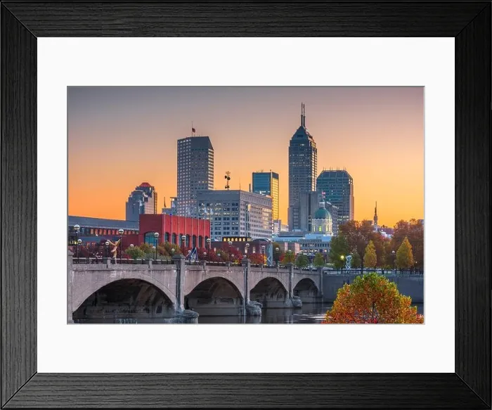 Framed Print : Indianapolis, Indiana, USA skyline on the White River at dusk Framed Print : Indianapolis, Indiana, USA skyline on the White River at dusk
