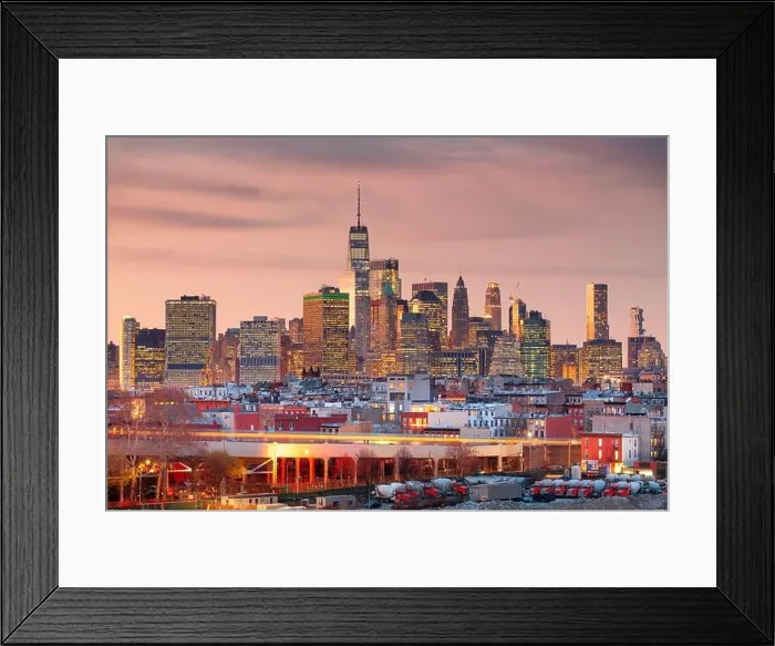 Framed Print : New York City, USA downtown Manhattan skyline at dusk from Brooklyn Framed Print : New York City, USA downtown Manhattan skyline at dusk from Brooklyn
