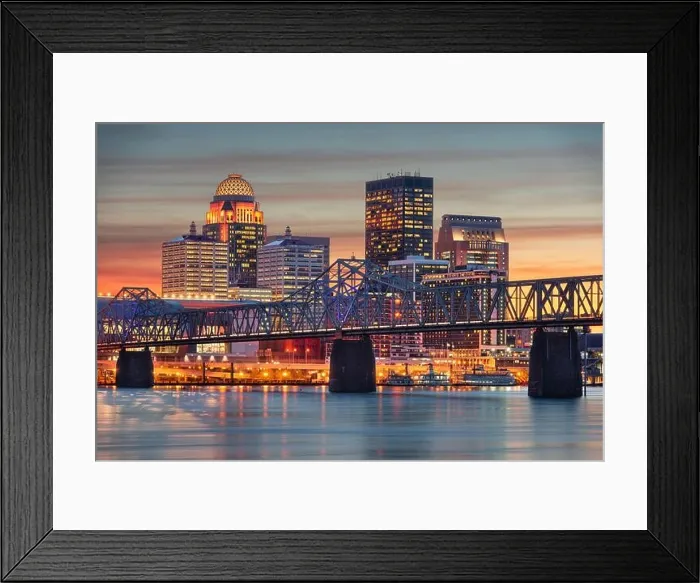 Framed Print : Louisville, Kentucky, USA skyline on the river at dusk Framed Print : Louisville, Kentucky, USA skyline on the river at dusk