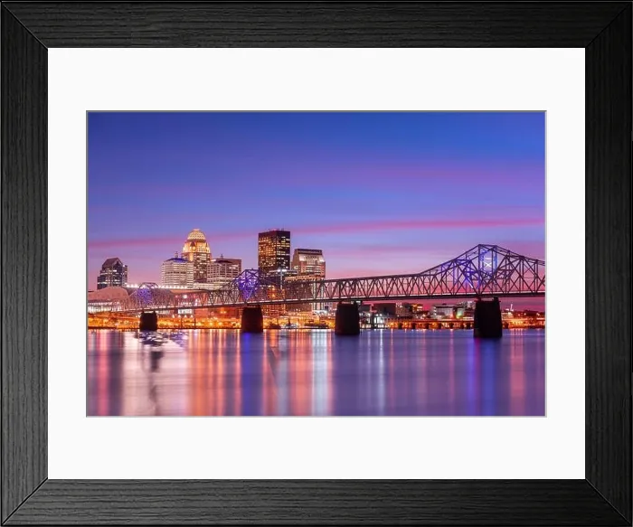 Framed Print : Louisville, Kentucky, USA skyline on the river at dusk Framed Print : Louisville, Kentucky, USA skyline on the river at dusk