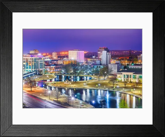 Framed Print : Huntsville, Alabama, USA park and downtown cityscape at twilight Framed Print : Huntsville, Alabama, USA park and downtown cityscape at twilight