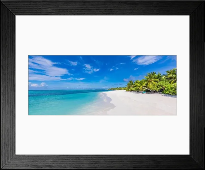 Framed Print : Tropical Caribbean beach scenery, Dominican Republic or Tahiti beach scene. Maldives shore, coast landscape, palm trees, white sand seaside ocean view Framed Print : Tropical Caribbean beach scenery, Dominican Republic or Tahiti beach scene. Maldives shore, coast landscape, palm trees, white sand seaside ocean view
