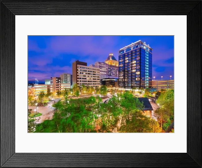 Framed Print : Greensboro, North Carolina, USA downtown city skyline at night Framed Print : Greensboro, North Carolina, USA downtown city skyline at night