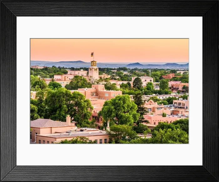 Framed Print : Santa Fe, New Mexico, USA downtown skyline at dusk Framed Print : Santa Fe, New Mexico, USA downtown skyline at dusk