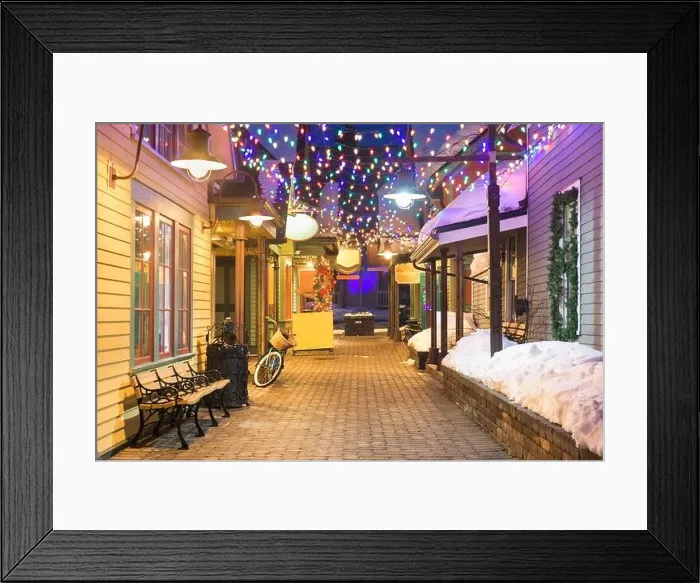 Framed Print : Breckenridge, Colorado, USA downtown streets at night in the winter with holiday lighting Framed Print : Breckenridge, Colorado, USA downtown streets at night in the winter with holiday lighting