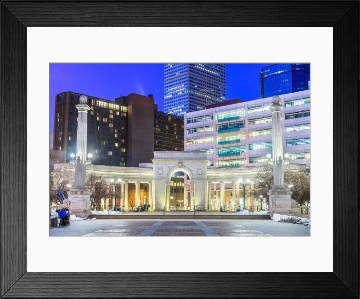 Framed Print : Denver, Colorado, USA downtown cityscape in Civic Center park at dusk Framed Print : Denver, Colorado, USA downtown cityscape in Civic Center park at dusk