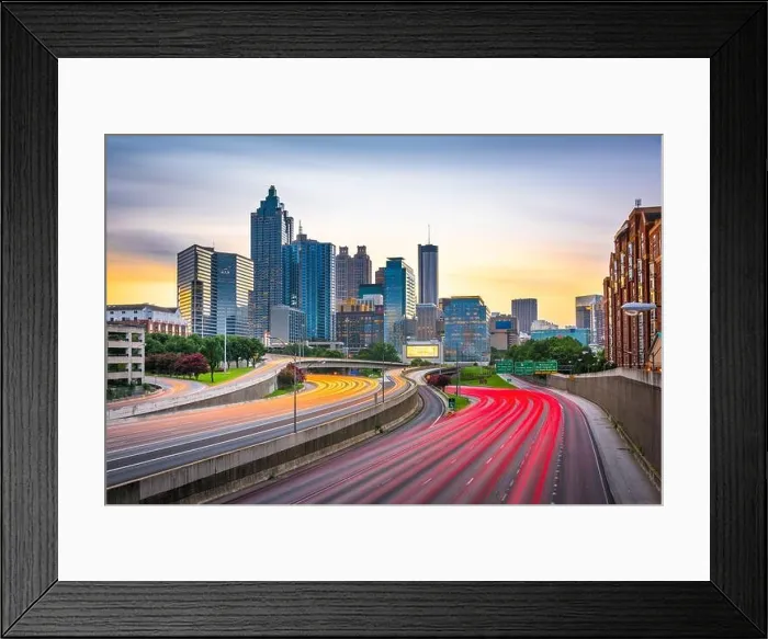 Framed Print : Atlanta, Georgia, USA downtown skyline over the highways at dusk Framed Print : Atlanta, Georgia, USA downtown skyline over the highways at dusk