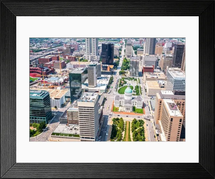 Framed Print : St. Louis, Missouri, USA downtown skyline from above Framed Print : St. Louis, Missouri, USA downtown skyline from above