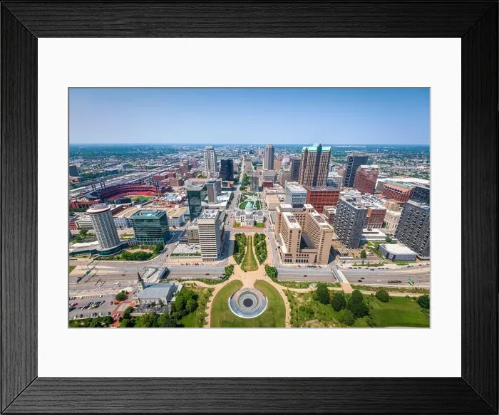 Framed Print : St. Louis, Missouri, USA downtown skyline from above Framed Print : St. Louis, Missouri, USA downtown skyline from above