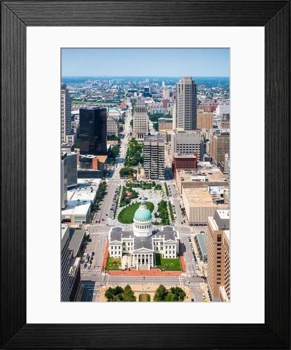 Framed Print : St. Louis, Missouri, USA downtown skyline from above Framed Print : St. Louis, Missouri, USA downtown skyline from above