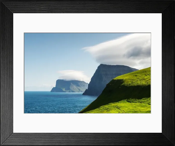 Framed Print : Green summer Islands in Atlantic ocean from Kalsoy island, Faroe Islands, Denmark. Landscape photography Framed Print : Green summer Islands in Atlantic ocean from Kalsoy island, Faroe Islands, Denmark. Landscape photography
