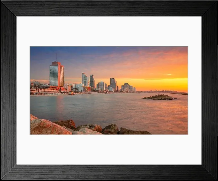 Framed Print : Tel Aviv, Israel. Panoramic cityscape image of Tel Aviv, Israel during beautiful sunset Framed Print : Tel Aviv, Israel. Panoramic cityscape image of Tel Aviv, Israel during beautiful sunset